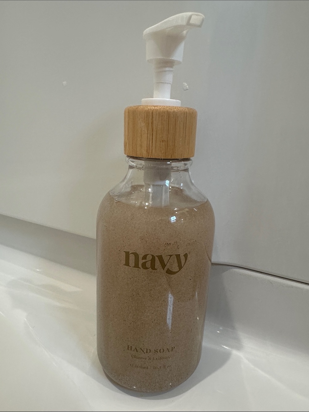 Navy Exfoliating Hand Soap with Bamboo Pump